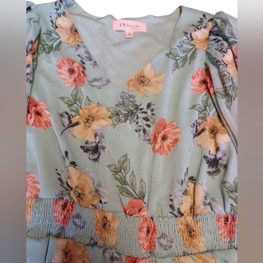 Philosophy Floral Blouse in Green and Orange